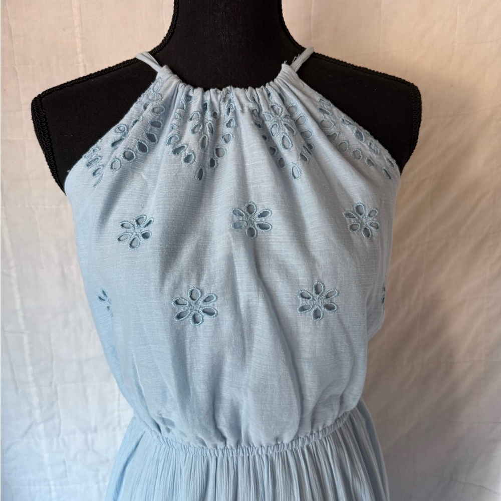 Sky blue, maxi halter dress. Medium - Picture 2 of 5